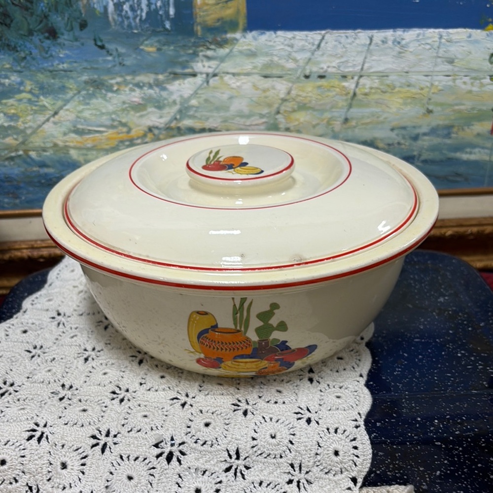 Vintage Homer Laughlin Kitchen Kraft Mexicana covered casserole dish